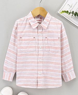 Babyhug Full Sleeves Cotton Striped Shirt - Orange