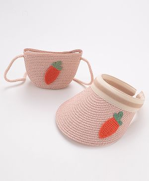 Babyhug Crochet Straw Hat With Sling Bag Pack Of 2 - Beige