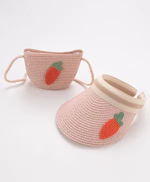 Babyhug Crochet Straw Hat With Sling Bag Pack Of 2 - Beige