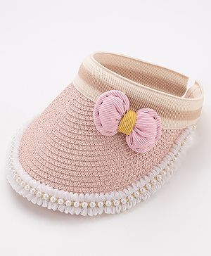 Babyhug Crochet Straw Hat With Bow Free Size - Pink