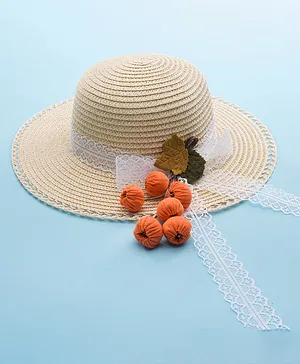 Babyhug Straw Hat With Bow - Cream