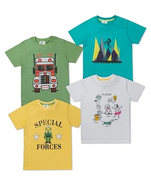 Growing Tree Half Sleeve Printed Tee Combo Of 4 - Mulicolor