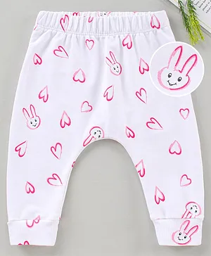 Doreme Full Length Diaper Leggings Bunny & Heart Print - White