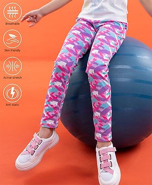 Pine Active Full Length Printed Leggings - Pink