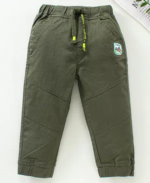 Babyhug Full Length Solid Trousers - Olive