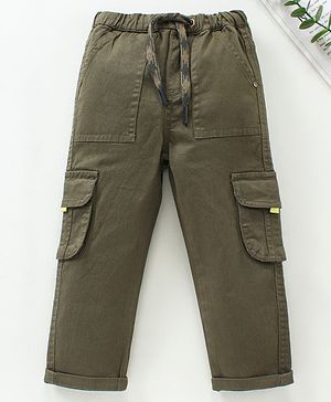 Babyhug Full Length Solid Trousers - Olive