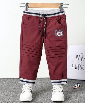 Babyhug Full Length Trousers Solid Print - Maroon