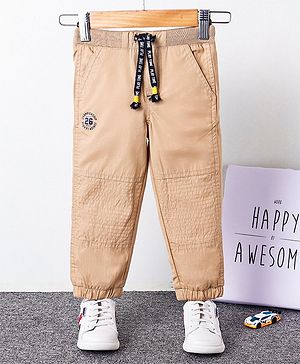 Babyhug Full Length Solid Color Trouser  - Beige