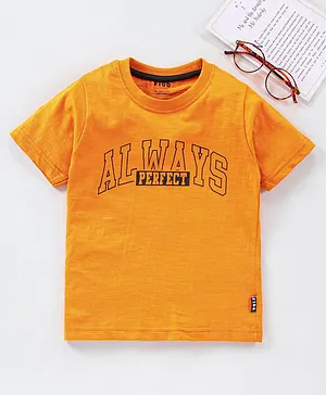 Fido Half Sleeves T-Shirt Text Print - Mustard Yellow