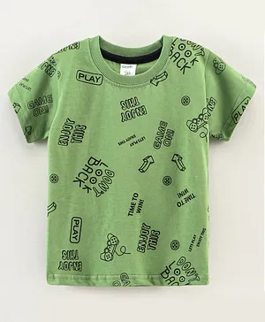 Grab It Half Sleeves T-Shirt Text Print - Green