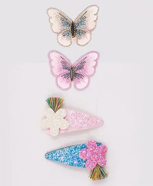 Jewelz Butterfly And Star Pack Of 4 Hair Clips - Multicolor