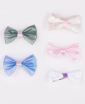 Jewelz Bow Hair Clips Set Of 5 - Multicolor