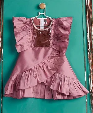 Nino by Vani Mehta Short Sleeves Frills Detailing Dress - Pink
