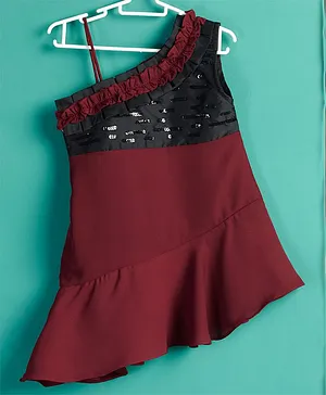 Nino by Vani Mehta Sleeveless Sequins Detailing Dress - Maroon
