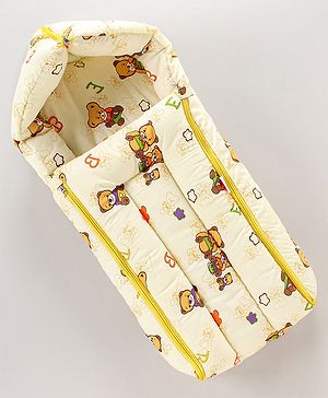Babyhug Cotton Sleeping Bag Little Teddy - Yellow