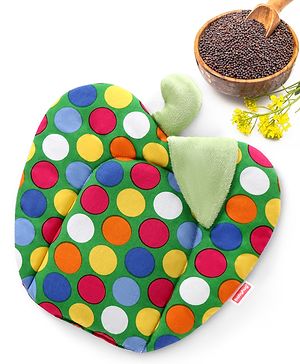 Babyhug Rai (Mustard) Seed Filling Pillow Fruit Shape Polka Dots Print - Green