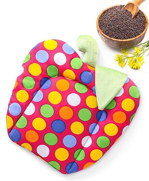 Babyhug Rai (Mustard) Seed Filling Pillow Fruit Shape Polka Dots Print - Pink