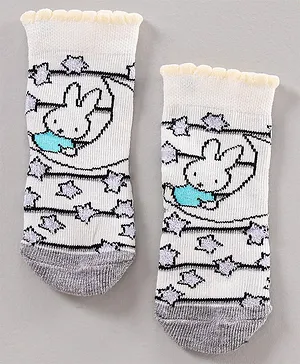 Bonjour Ankle Length Cotton Blend Bunny Design Socks (Color May Vary)