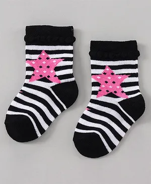 Bonjour Ankle Length Cotton Blend Star Design Socks (Color May Vary)