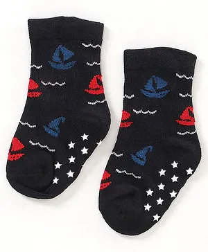 Bonjour Ankle Length Socks Boat And Star Design - Blue (Colour May Vary)