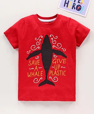 Under Fourteen Only Half Sleeves Whale Printed Tee - Red