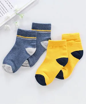 Nuluv Cotton Blend Ankle Length Socks Pack of 2  - Blue Yellow
