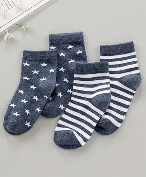 Nuluv Cotton Blend Ankle Length Socks Star Design Pack of 2  - Grey