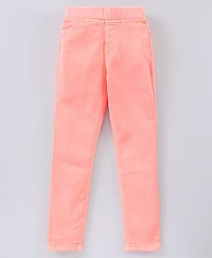 Pine Kids Full Length OD Jegging With Enzyme Softner Wash - Peach