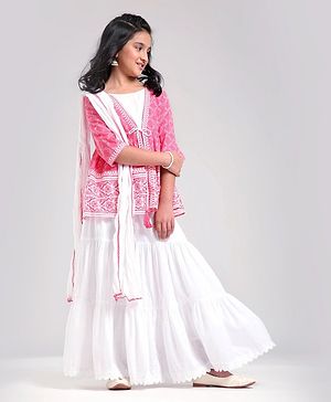 Pine Kids Printed Indo Western Ethnic Set - Pink