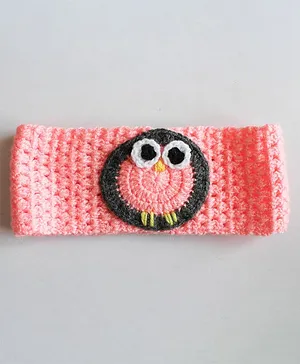 Woonie Handmade Owl Applique Ear Warmer - Peach