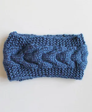 Woonie Handknitted Cable Design Ear Warmer - Blue