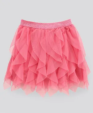 Pine Kids Above Knee Length Mesh Layer Skirt - Pink