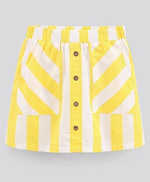 Pine Kids Above Knee Length Softener Washed Skirt Stripes Print - Yellow