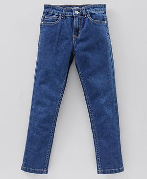 Pine Kids Enzyme Wash Full Length Denim Jeans - Dark Blue