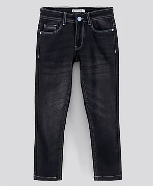 Pine Kids Full Length Denim Jeans with Whiskering & Enzyme Wash - Black