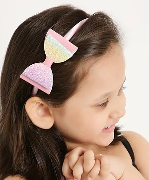 Aye Candy Glitter Bow Hair Band - Light Pink