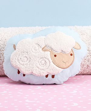 Babyhug Sheep Shape Cuddle Pillow - White & Green - L 29 x B 21 cm Green