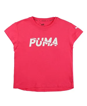 PUMA Half Sleeves Tee Logo Print - Pink