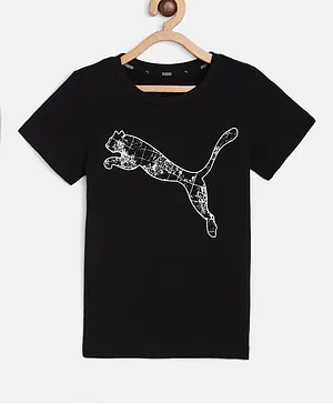 PUMA Half Sleeves T-Shirt Logo Print - Black