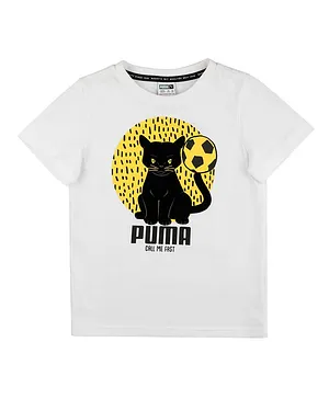 PUMA Half Sleeves Tee Puma Print - White