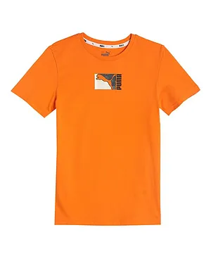 PUMA Half Sleeves T-Shirt Logo Print - Orange