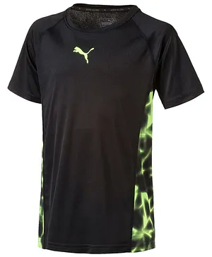 PUMA Half Sleeves T-Shirt Logo Print with Side Strip - Black Green