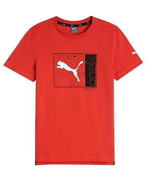 PUMA Half Sleeves T-Shirt Logo Print - Red