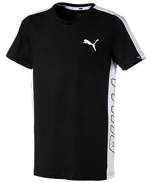 PUMA Half Sleeves T-Shirt Logo Print with Side Strip - Black