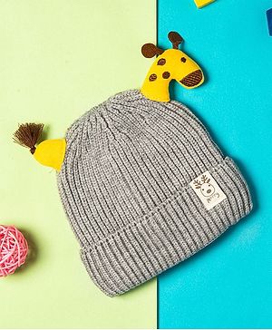 Baby Moo Giraffe Design Beanie - Grey