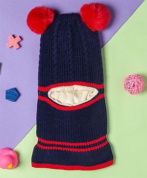 Baby Moo Pom Pom Detailing Monkey Cap - Navy Blue