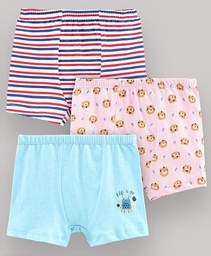 Chicita Striped Boxers Animal Print Pack of 3 - Turquoise Pink White