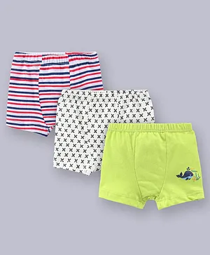 Chicita Striped Boxers Whale Print Pack of 3 - White Green