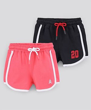 Pine Kids Shorts With Organic Cotton & Biowash Pack of 2 - Pink Navy