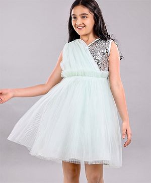 Pine Kids Sleeveless Partywear Dress Sequin Embellished - Blue